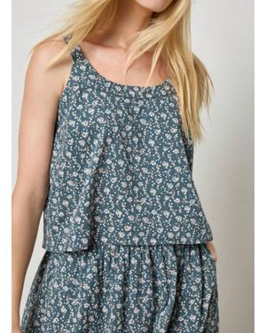 Lilla P Button Back Tank Top - Blue