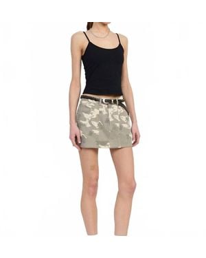 Rowan + Riot Belted Camo Mini Skirt - Natural