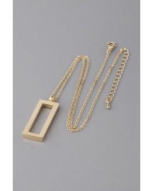 Fashnzfab Open Rectangle Pendant Necklace - Gray
