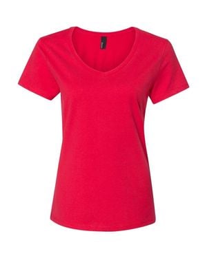 Hanes Perfect-T V-Neck T-Shirt - Red