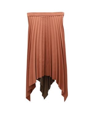 Acne Studios Asymmetric Pleated Wool Midi Skirt - Brown