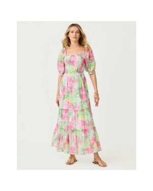 Lilly Pulitzer Hadly Short Sleeve Smocked Maxi Dress - White