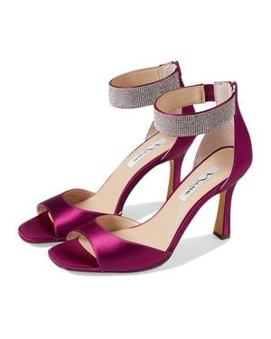 Nina Dezzie Sandals Wine Rhinestone Embellished Ankle Strap Jobb804 - Pink