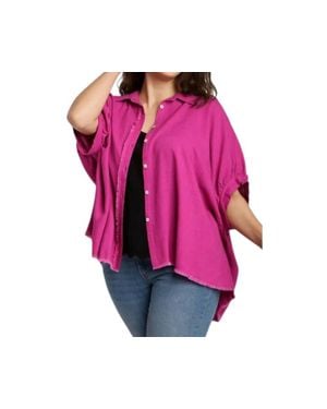 Umgee With Out Your Love Button Front Top - Pink