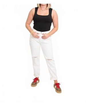 Wishlist Straight Leg Distressed Jeans - White