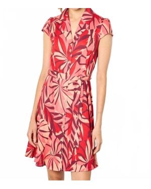 Apricot Layered Tropical Button Dress