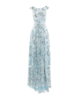 Saiid Kobeisy Embroidered Tulle Long Dress - Blue