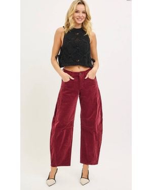Risen Adeline Corduroy Barrel Pants - Red