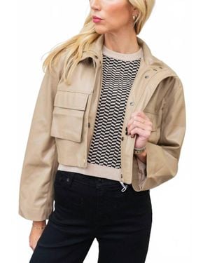 Elan Cropped Vegan Leather Jacket - Natural