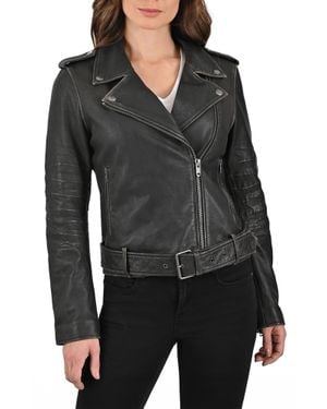 Frye Sheep Crack Leather Jacket - Black