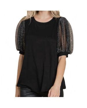 Emerald Collection Chic Balloon Sleeve Top - Black