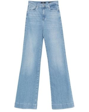 7 For All Mankind Wide-Leg Denim Jeans With High Waist - Blue