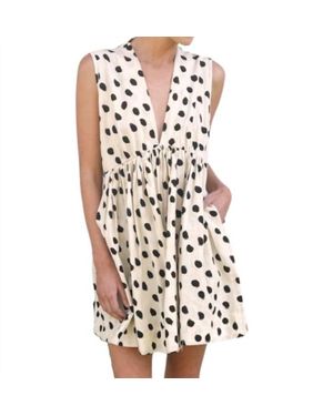 Karina Grimaldi Polka Dot Deep V-Neck Dress - Multicolor