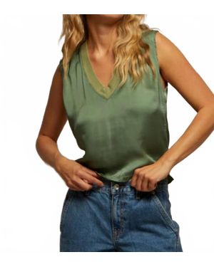 PERFECTWHITETEE Celina Satin V Neck - Green