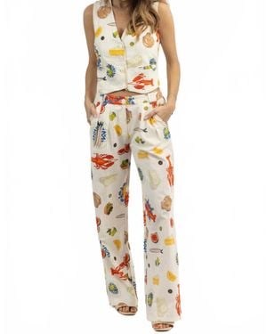 Bailey Rose Italian Summer Print Trouser Pants - Metallic
