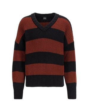 BOSS Proti Ribbed Sweater - Red