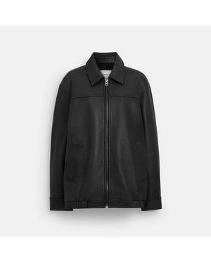 COACH Oversized Leather Jacket - Black