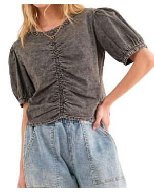 And The Why Give Us Time Shirring Top - Gray
