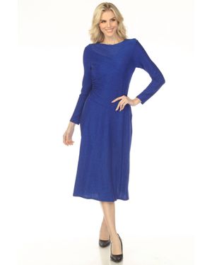 Joseph Ribkoff Shimmery Ruched Midi Fit & Flare Dress - Blue