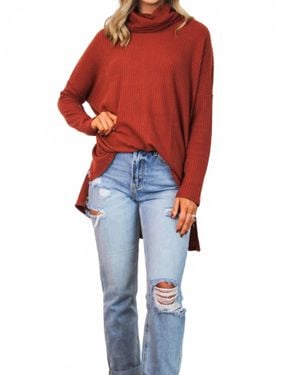 Zenana Oversized Long Sleeves Thermal Top - Red