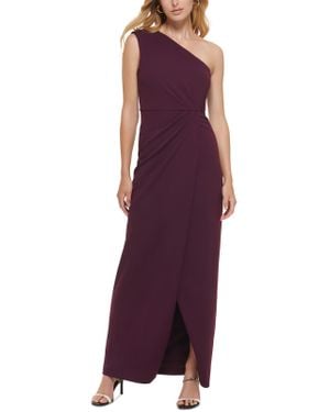 Calvin Klein Crepe One Shoulder Evening Dress - Purple