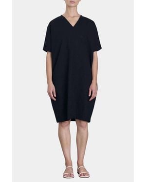Black Crane V-Neck Mini Dress - Black