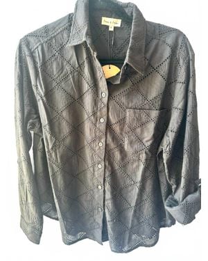 Aaron & Amber Collared Embroidered Shirt - Gray