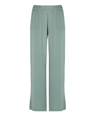 Kangra Silk Palazzo Wide-Leg Pants - Green