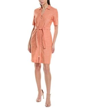 Sharagano Short Sleeve Shirtdress - Orange