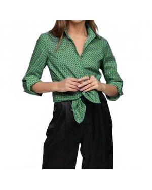 Hinson Wu Zoey 3/4 Sleeve Chain Link Shirt - Green