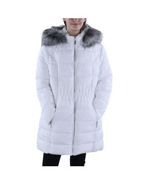 Laundry by Shelli Segal Faux Fur Trim Hooded Puffer Jacket - Blue