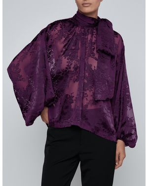 L'Agence Rhett Burnout Satin Blouse - Purple
