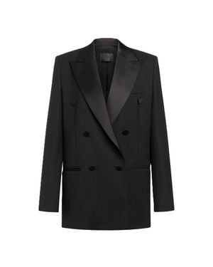 Dondup Double-Breasted Blazer With Satin Peak Lapel - Black