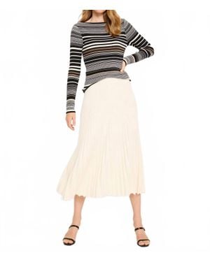NIC+ZOE Striped Ribed Sweater Tee - Black