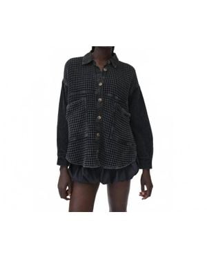Easel Zola Waffle Shirt Jacket - Black