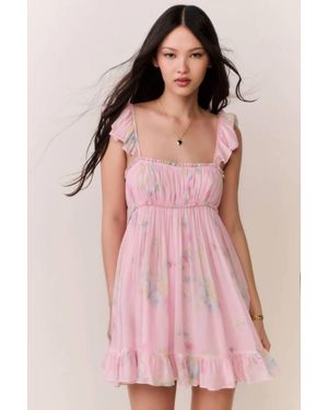 LoveShackFancy Zanira Floral Chiffon Mini Dress - Pink
