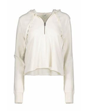 Bobi Half Zip Crop Hoodie - White