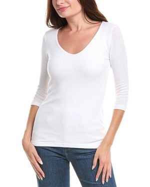 Michael Stars Doubled Front V-Neck T-Shirt - White