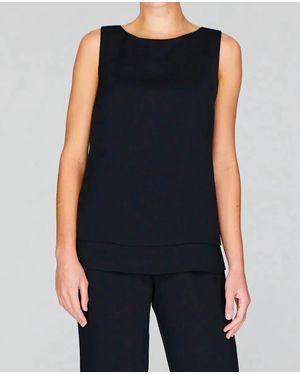 Emmelle Lustrous Crepe Double Layer Crew Neck Tank - Blue