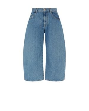 The Attico High-Waisted Wide-Leg Denim Shorts - Blue