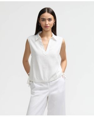 NVLT Sleeveless Top With Side Drawcords - White
