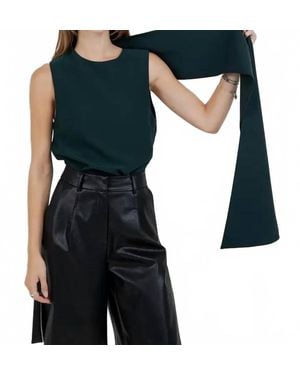 WHITEROOM+CACTUS Aria Attached Scarf Woven Top - Blue