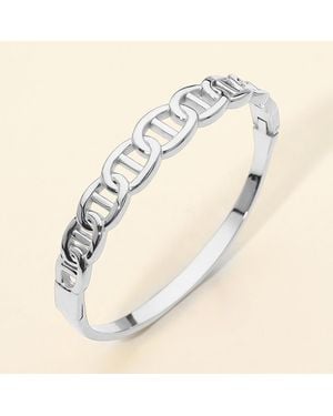 Fashnzfab Secret Box_Stainless Steel Geometric Link Hinged Bangle Bracelet - Natural