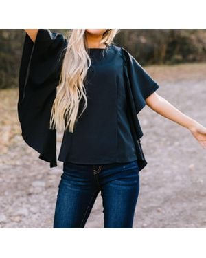 Hayden LA Wing And A Prayer Ruffle Sleeve Blouse - Blue