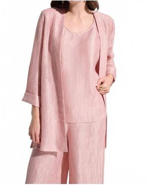 Joseph Ribkoff Crinkle Jacquard Straight Cover-Up Cardigan - Pink