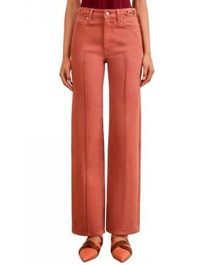 Ulla Johnson Agatha Straight Leg Pintuck Jeans - Red