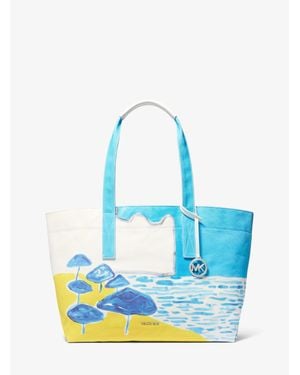 MICHAEL Michael Kors X Christina Zimpel Large Cotton Canvas Tote Bag - Blue