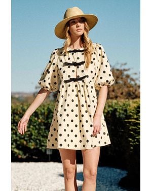 Aaron & Amber Maddie Polkadot Babydoll Mini Dress - Multicolor