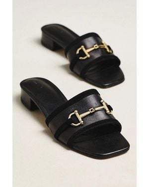 Maeve Horsebit Slide Sandals - Black