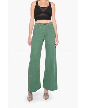 Mother The Lemon Twist Sneak Wide-Leg Corduroy Pant - Green
